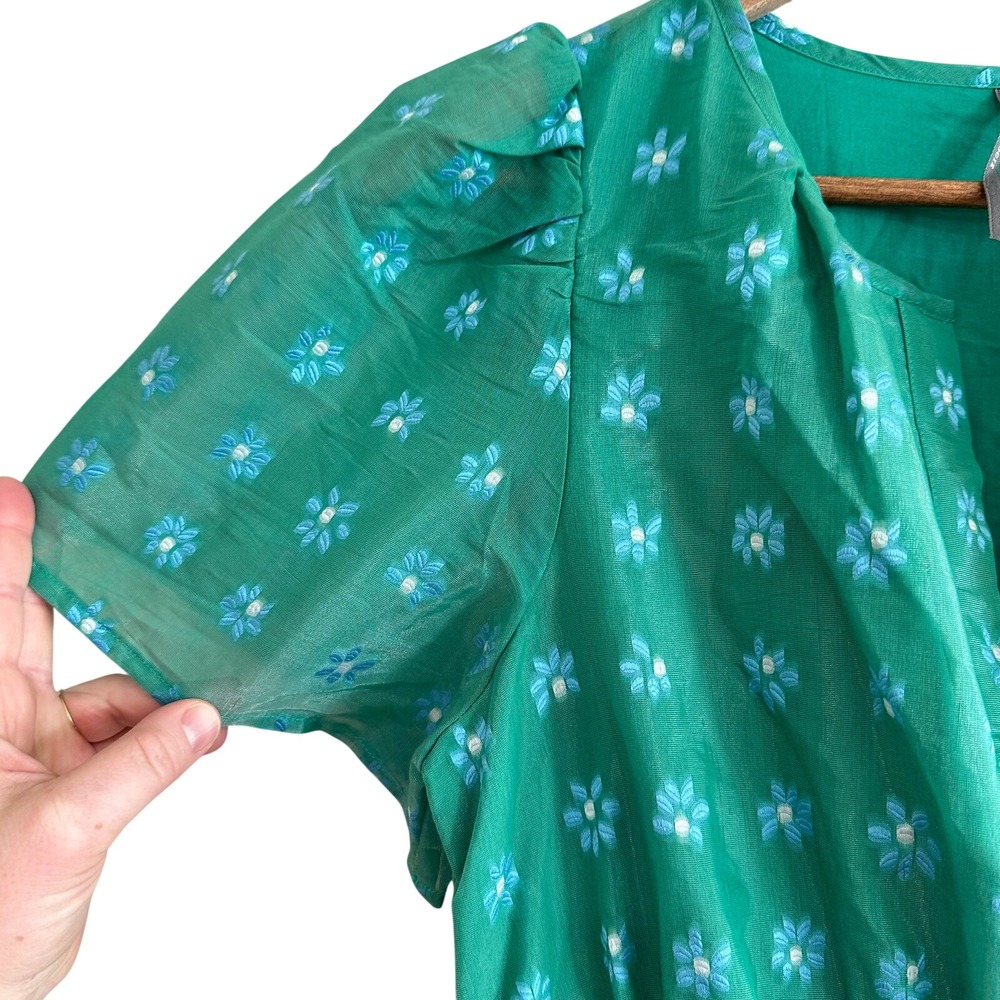 NWT Anthropologie Green Printed Midi Dress - Picture 5 of 16